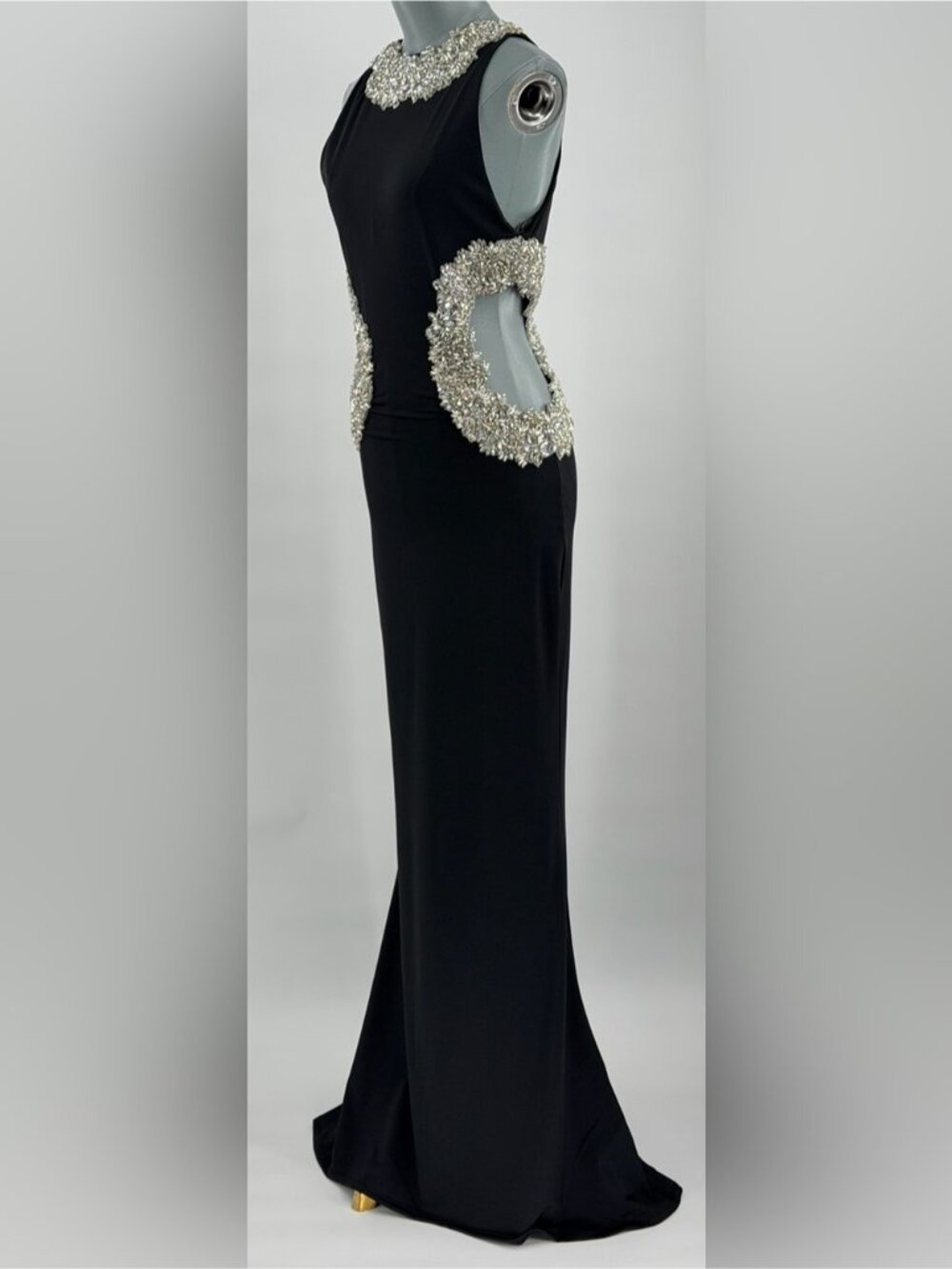 🆕 BRONX & BANCO 🧿 NWOT Camila Rhinestone Cut-Out Gown, Black - Sz L US 8 - Picture 5 of 15